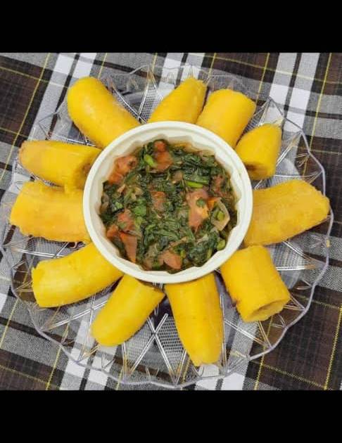 Boiled/Fried Plantain & Efo riro