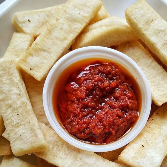 Fried Yam & Pepper sauce